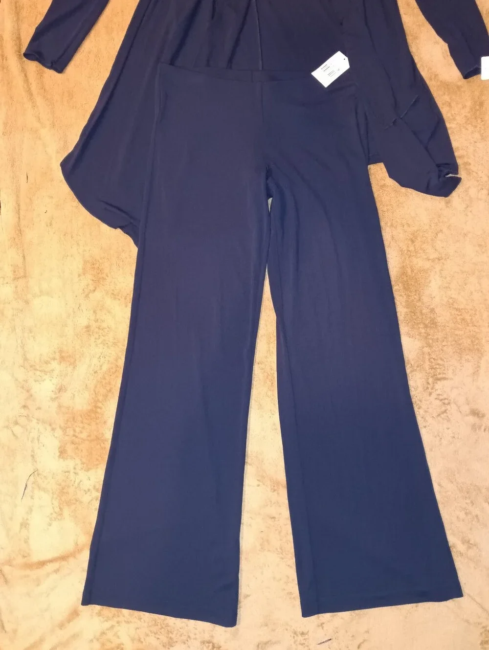 NWT Cabi Women's Navy Wide-Leg Pants & Open Tie Cardigan Set